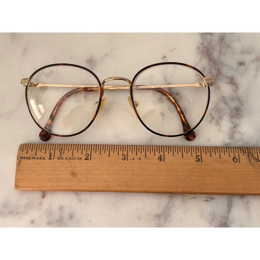 Fratelli Lozza Bristol Tortoise Gold Round Eyeglasses Frames Italy 53-20 140